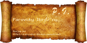 Parovsky Ibrány névjegykártya